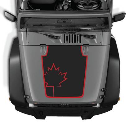 CarCode hood decal for Jeep Wrangler JK/JKU 2007-2018, style #17, black and white graphic design on vehicle hood