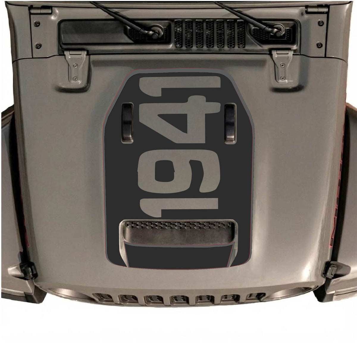 CarCode hood decal for Jeep Wrangler JL/JLU Rubicon 392 and JT Gladiator Mojave 2020-2026, style #68, shown on vehicle hood.