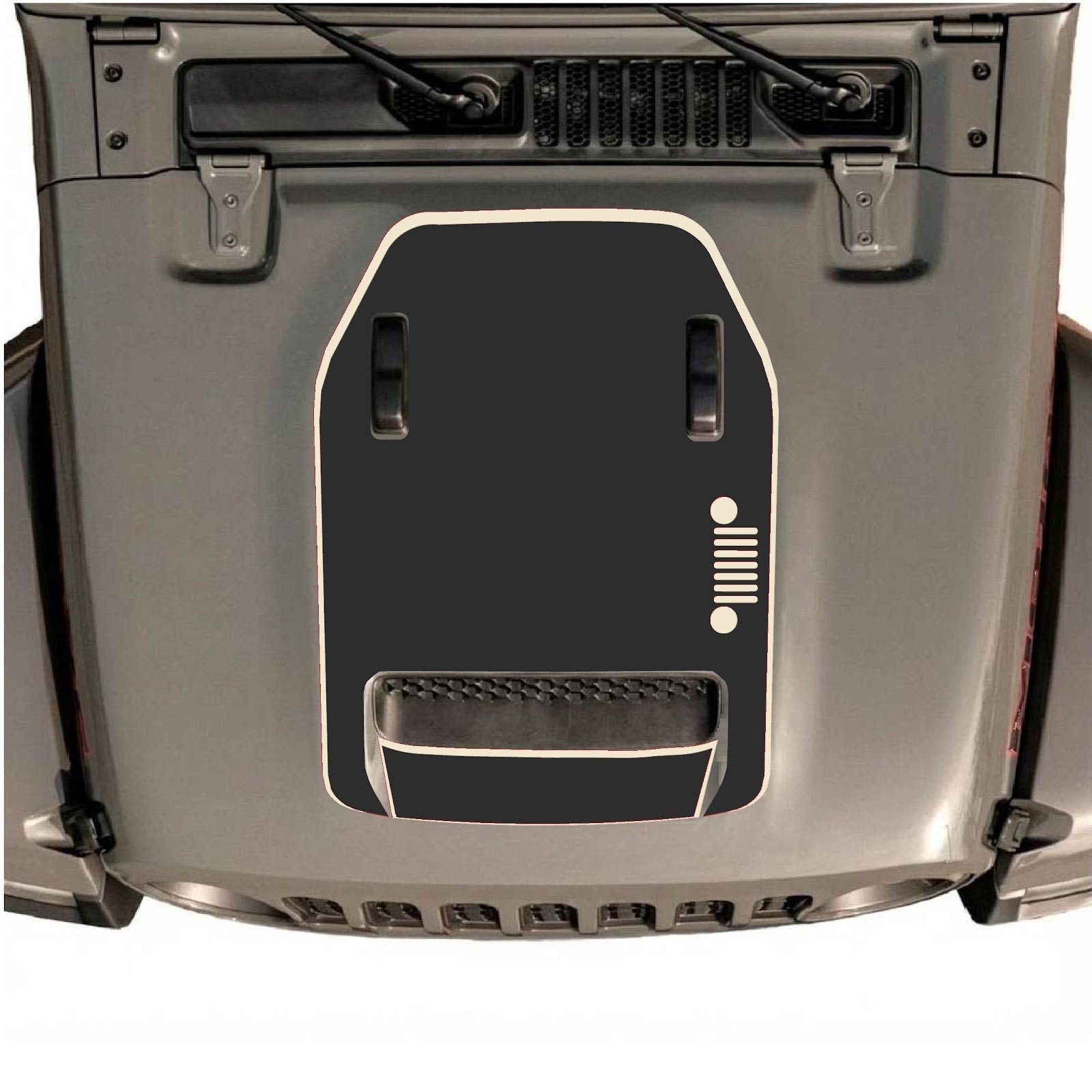 CarCode hood decal for Jeep Wrangler JL/JLU Rubicon 392 and JT Gladiator Mojave, style #57, shown on the vehicle's hood.