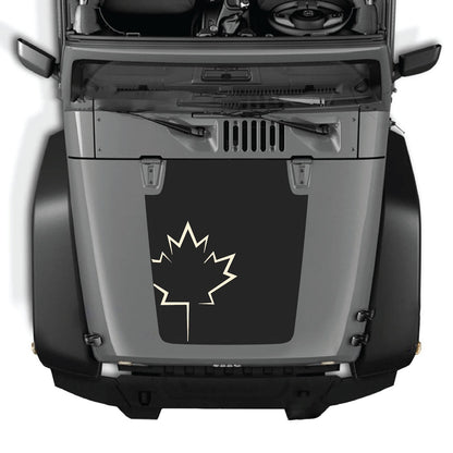 Jeep Wrangler JK/JKU hood decal by CarCode, style #09, black graphic design on hood of 2007-2018 Jeep Wrangler.