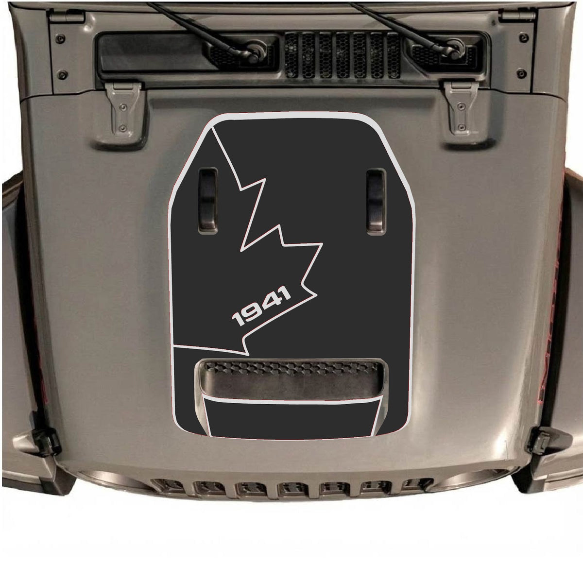 CarCode hood decal for Jeep Wrangler JL/JLU Rubicon 392 and JT Gladiator Mojave 2020-2026, style #25, shown on vehicle hood.