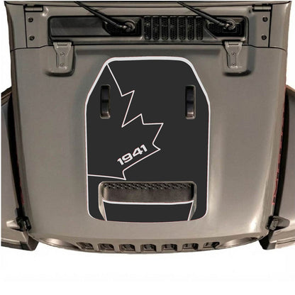 CarCode hood decal for Jeep Wrangler JL/JLU Rubicon 392 and JT Gladiator Mojave 2020-2026, style #25, shown on vehicle hood.