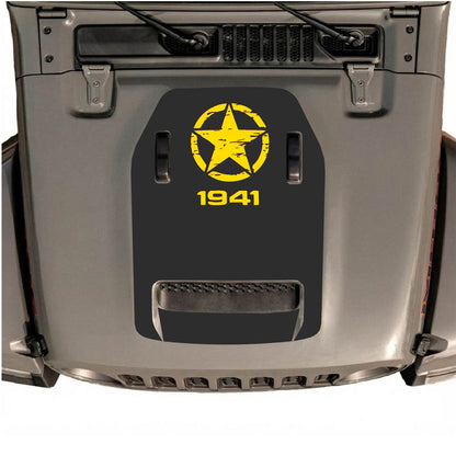 CarCode autocollant de capot pour Jeep Wrangler JL/JLU Rubicon 392 et JT Gladiator Mojave, style n° 38, avec un graphisme audacieux sur le capot du véhicule.