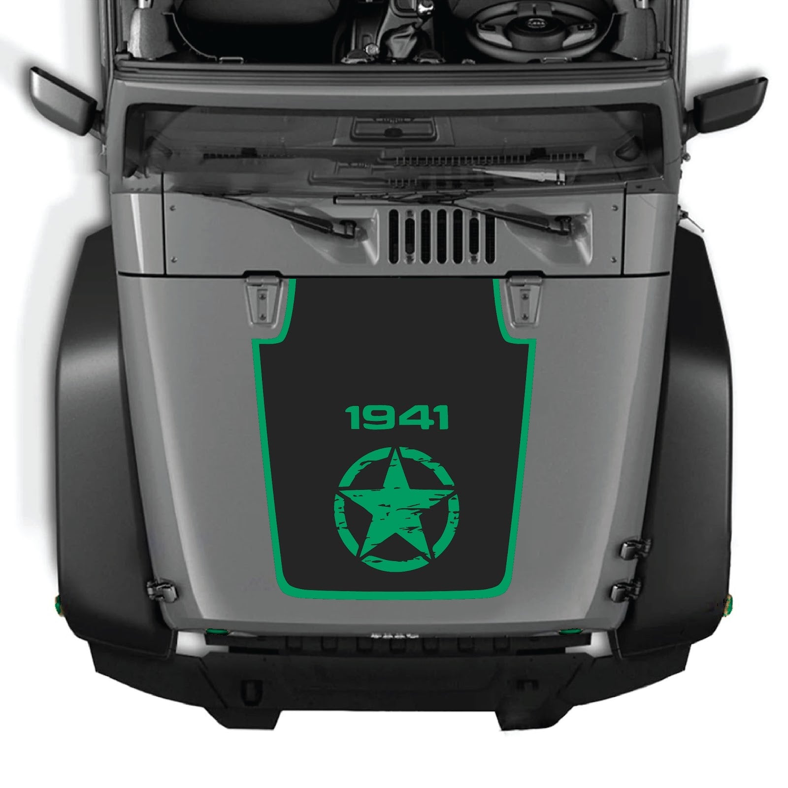 CarCode hood decal for Jeep Wrangler JK/JKU 2007-2018, Style #22, featuring a bold graphic design on the vehicle's hood.