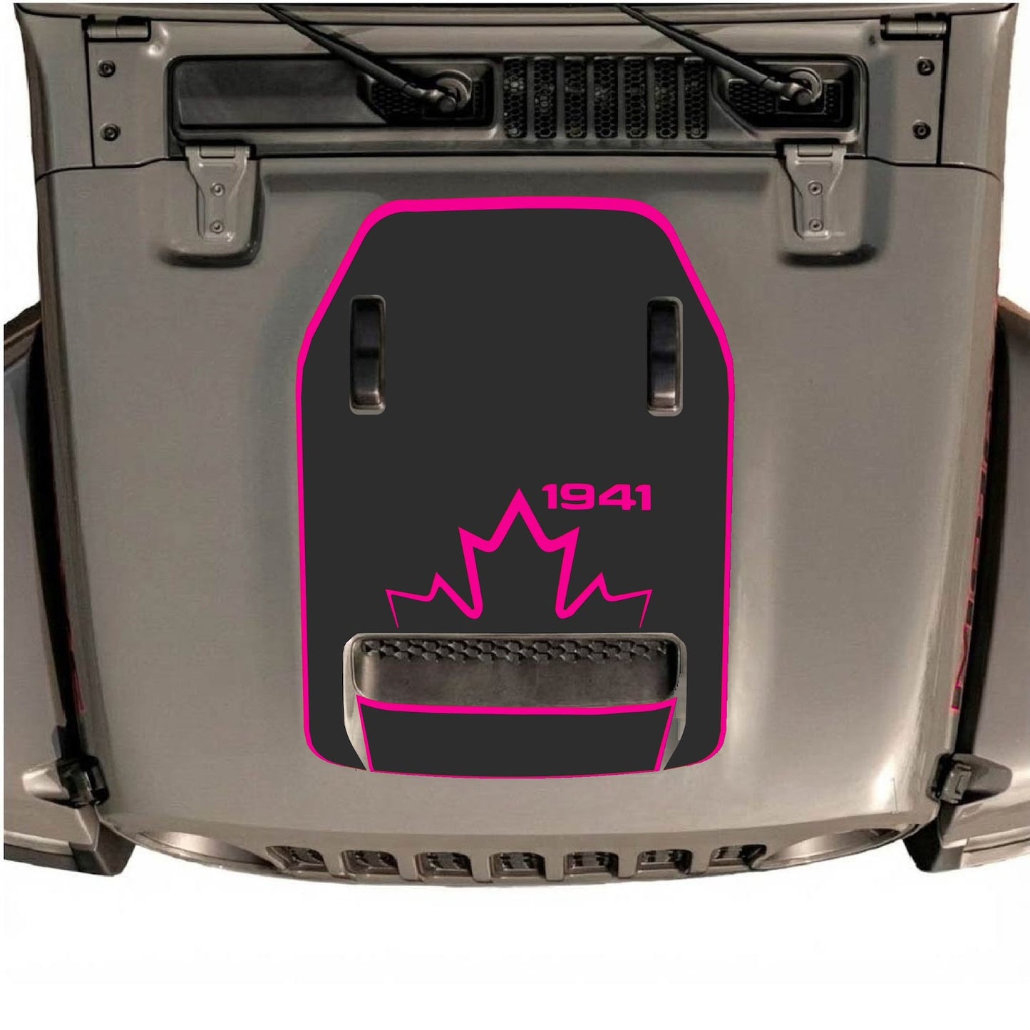 CarCode hood decal for Jeep Wrangler JL/JLU Rubicon 392 and JT Gladiator Mojave 2020-2026, style #17, in black with bold design.