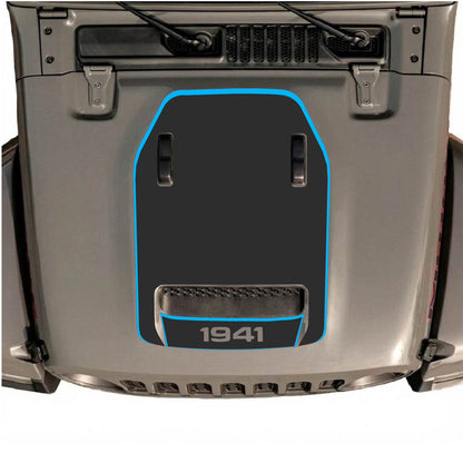 CarCode hood decal for Jeep Wrangler JL/JLU Rubicon 392 and JT Gladiator Mojave 2020-2026, stylish vehicle graphic design.