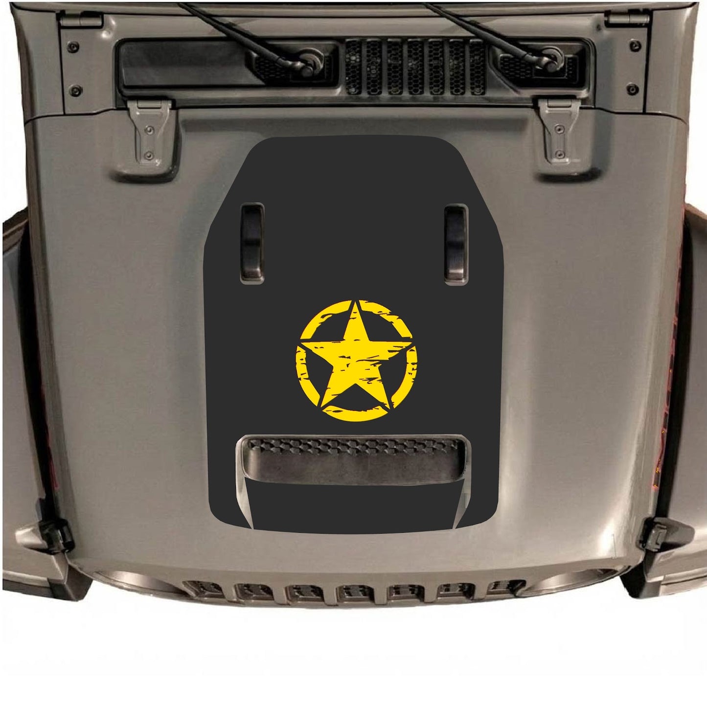 CarCode hood decal for Jeep Wrangler JL/JLU Rubicon 392 and JT Gladiator Mojave 2020-2026, style #46, showcasing a bold graphic design
