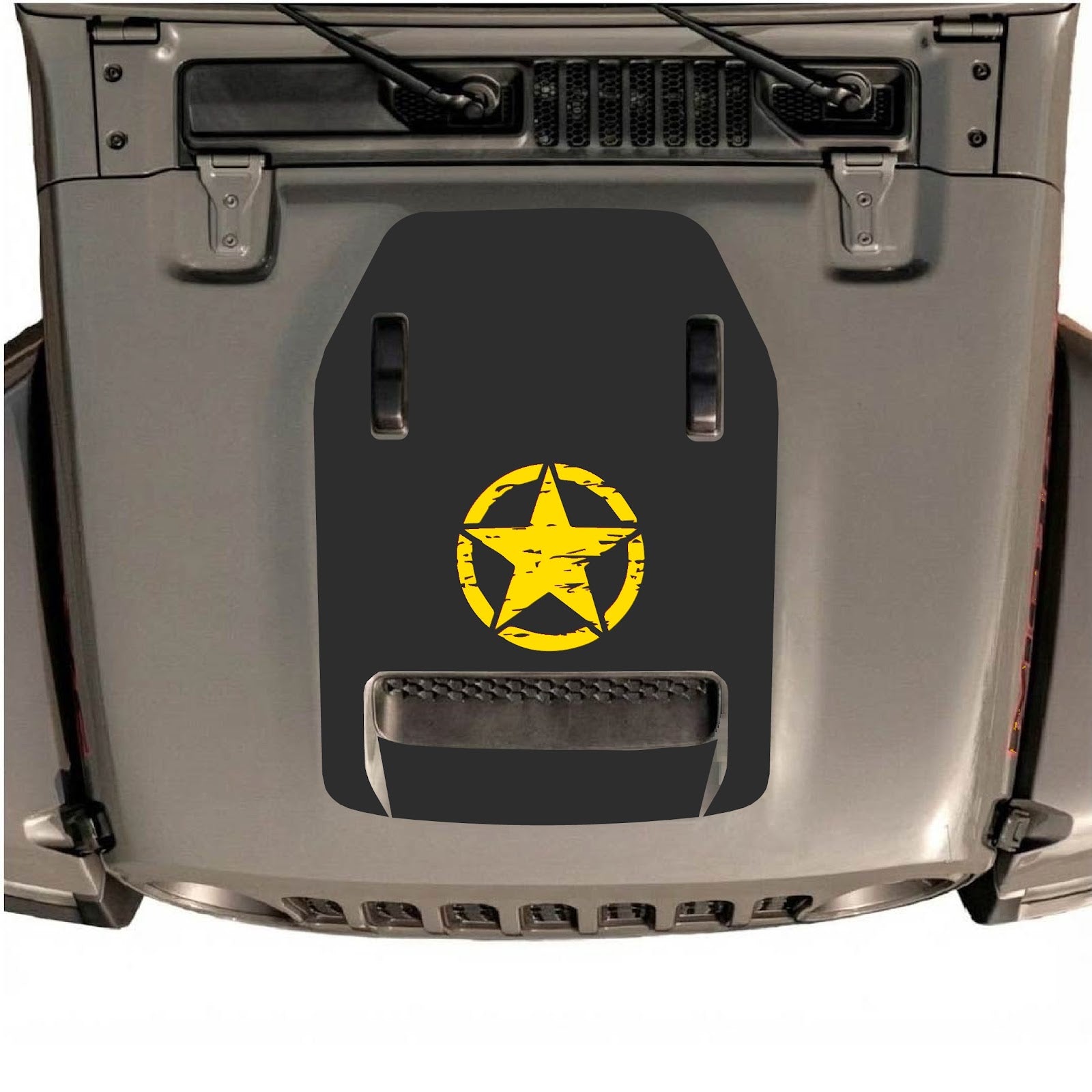 CarCode hood decal for Jeep Wrangler JL/JLU Rubicon 392 and JT Gladiator Mojave 2020-2026, style #46, showcasing a bold graphic design