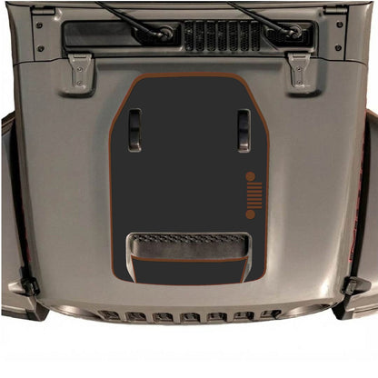 CarCode hood decal for Jeep Wrangler JL/JLU Rubicon 392 and JT Gladiator Mojave, style #57, matte black design on vehicle hood