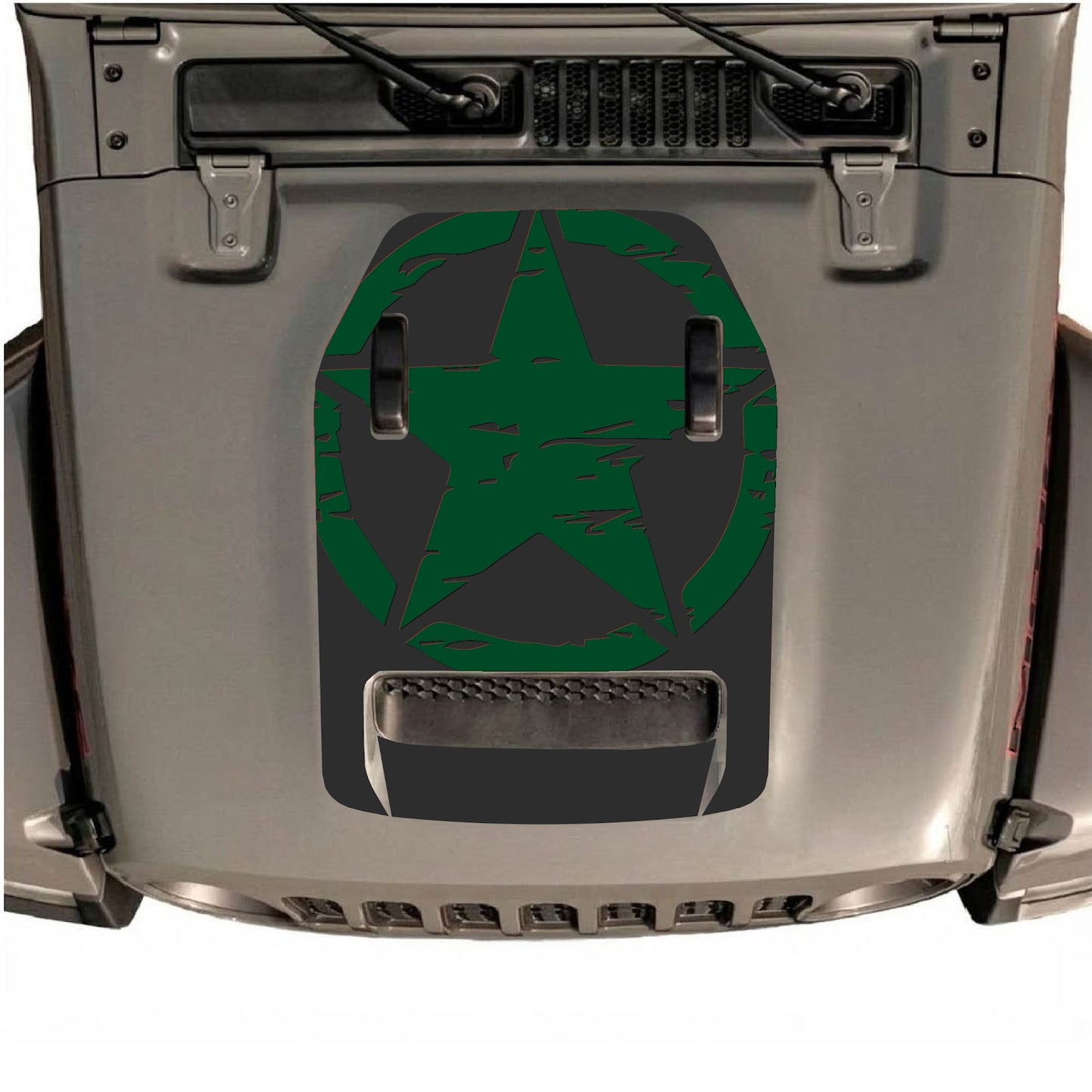 CarCode hood decal for Jeep Wrangler JL/JLU Rubicon 392 and JT Gladiator Mojave, style #36, shown on vehicle hood.