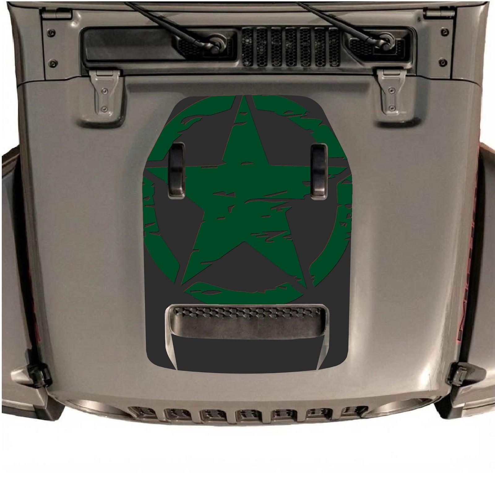 CarCode hood decal for Jeep Wrangler JL/JLU Rubicon 392 and JT Gladiator Mojave, style #36, shown on vehicle hood.
