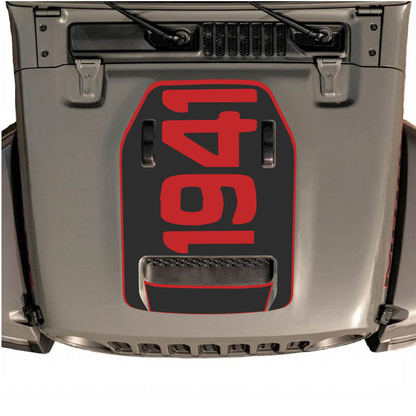 CarCode hood decal for Jeep Wrangler JL/JLU Rubicon 392 and JT Gladiator Mojave 2020-2026, style #01, black and white graphic design
