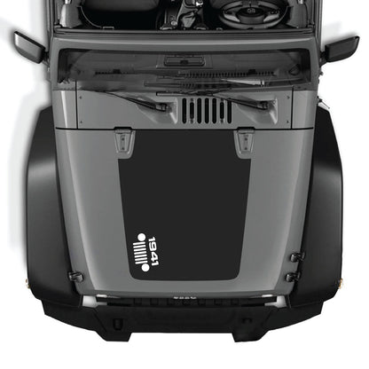 CarCode hood decal for Jeep Wrangler JK/JKU 2007-2018, style #57, showing the black graphic design on the vehicle's hood.