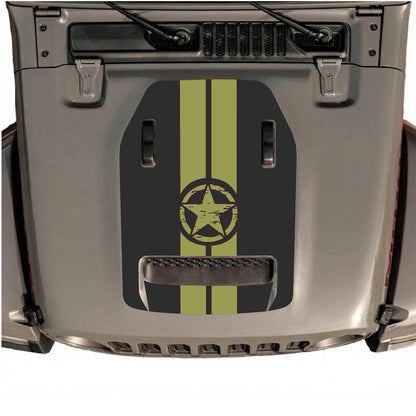 CarCode hood decal for Jeep Wrangler JL/JLU Rubicon 392 and JT Gladiator Mojave 2020-2026, style #10, shown on vehicle hood.