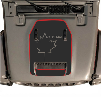 CarCode hood decal for Jeep Wrangler JL/JLU Rubicon 392 and Gladiator Mojave 2020-2026, style #79, shown on vehicle hood