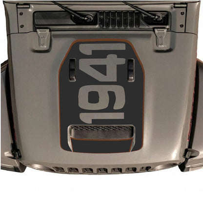 CarCode Jeep Wrangler JL/JLU Rubicon 392 and Gladiator Mojave hood decal in style #68, shown on vehicle's hood.