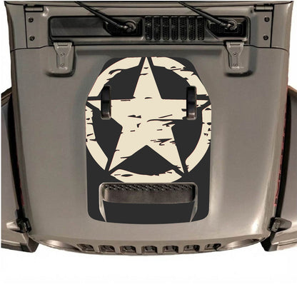 CarCode hood decal for Jeep Wrangler JL/JLU Rubicon 392 and JT Gladiator Mojave 2020-2026, style #36, black design on hood.
