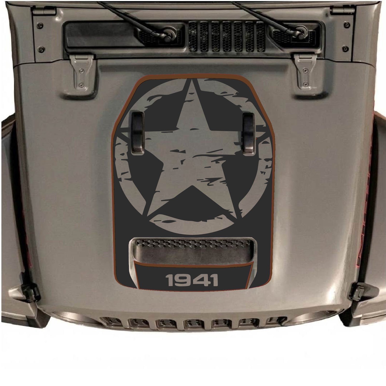 CarCode hood decal for Jeep Wrangler JL/JLU Rubicon 392 and JT Gladiator Mojave 2020-2026, style #85, shown on vehicle hood.