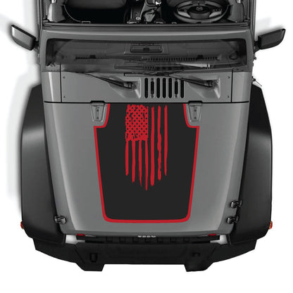 CarCode hood decal for Jeep Wrangler JK/JKU 2007-2018, style #05, shown applied to vehicle's hood in black and gray design.