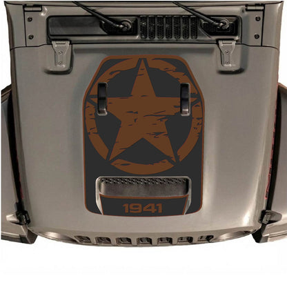 CarCode style 33 hood decal for Jeep Wrangler JL/JLU Rubicon 392 and JT Gladiator Mojave 2020-2026, black graphic design on hood