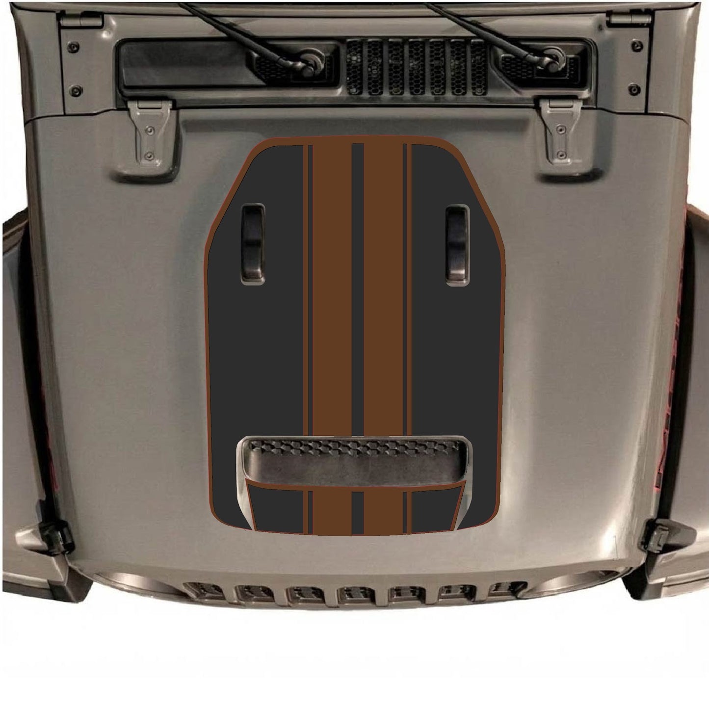 CarCode hood decal for Jeep Wrangler JL/JLU Rubicon 392 and JT Gladiator Mojave 2020-2026, style #11, shown on vehicle hood.