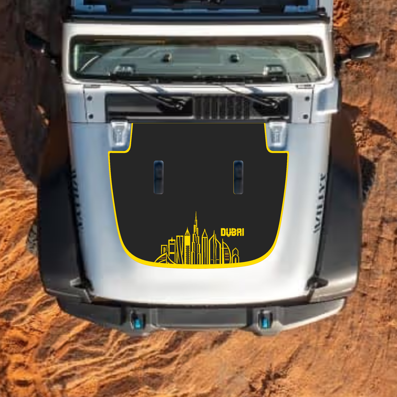 CarCode hood decal for Jeep Wrangler JL JLU Gladiator JT, stylish #28 design on standard hood, fits 2018+ models