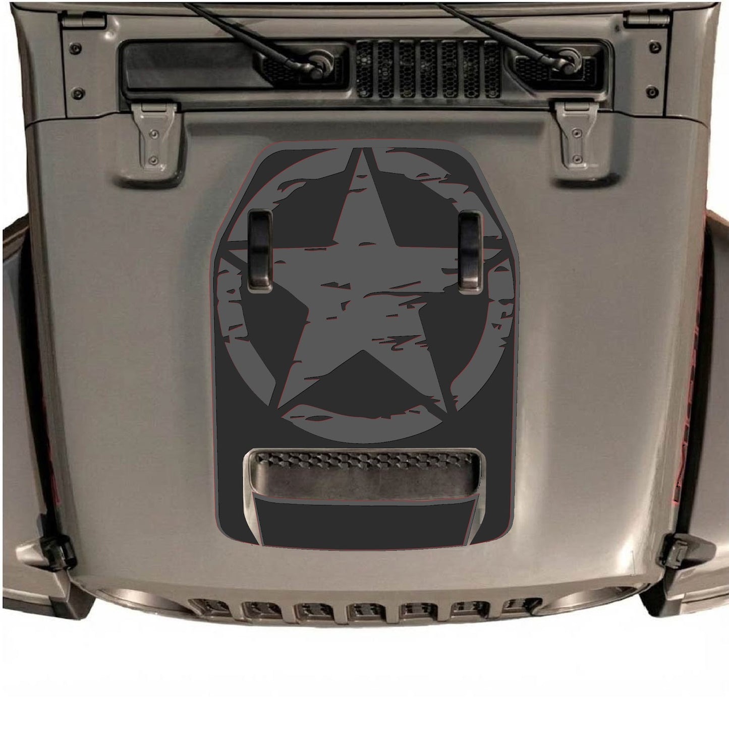 CarCode hood decal for Jeep Wrangler JL/JLU Rubicon 392 and JT Gladiator Mojave 2020-2026, style #35, shown on vehicle hood.