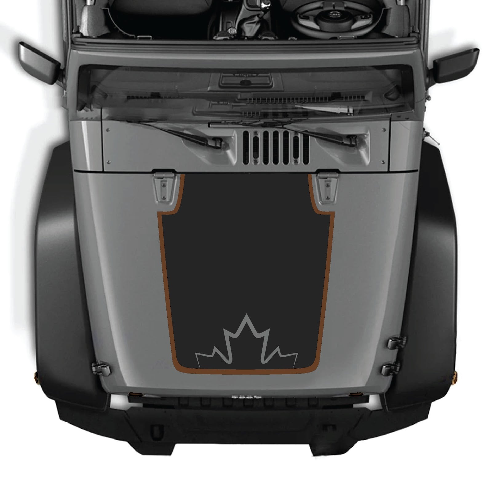 CarCode Jeep Wrangler JK/JKU hood decal Style #73 in black, featuring bold graphic design on the vehicle's hood.