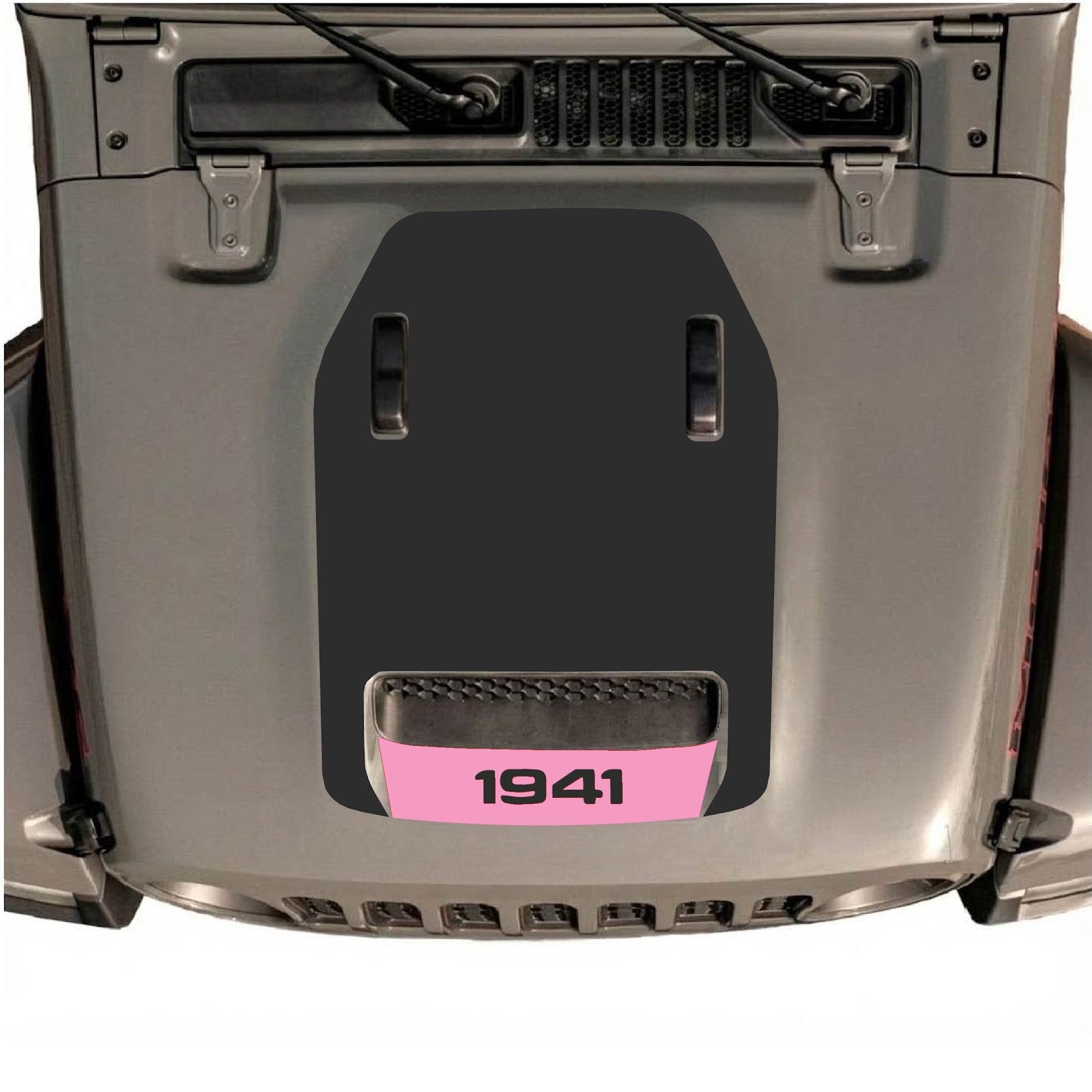 CarCode hood decal design for Jeep Wrangler JL/JLU Rubicon 392 and Gladiator Mojave 2020-2026, style #64, shown on vehicle hood