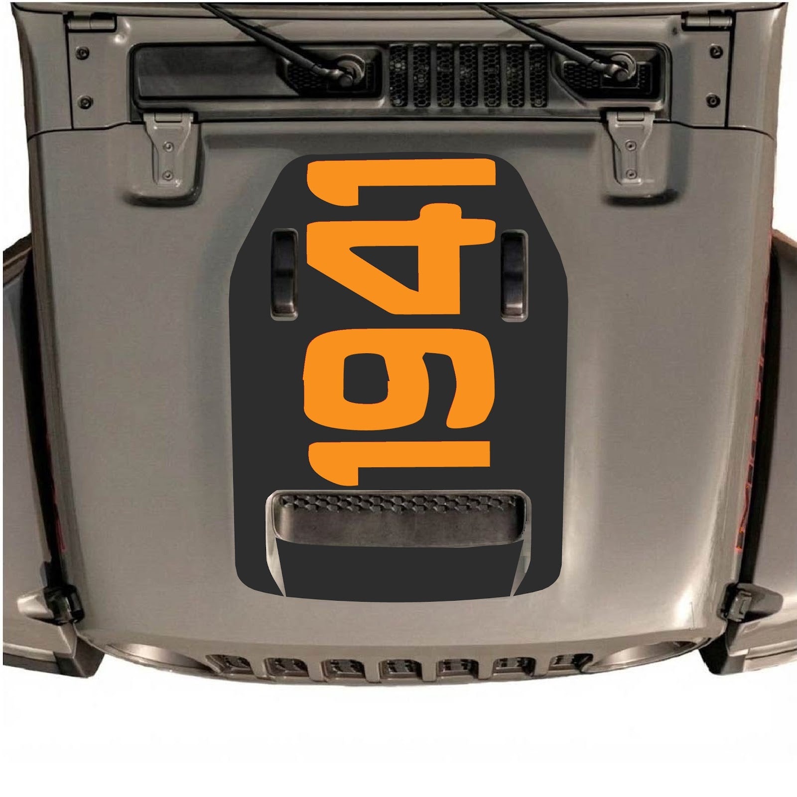 CarCode hood decal for Jeep Wrangler JL/JLU Rubicon 392 and JT Gladiator Mojave 2020-2026, style #02, shown on vehicle hood.