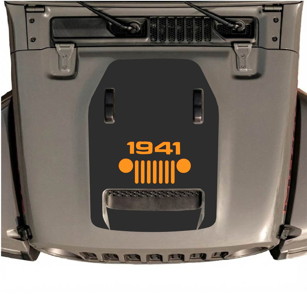 CarCode hood decal for Jeep Wrangler JL/JLU Rubicon 392 and JT Gladiator Mojave 2020-2026, style #48, applied to vehicle hood.