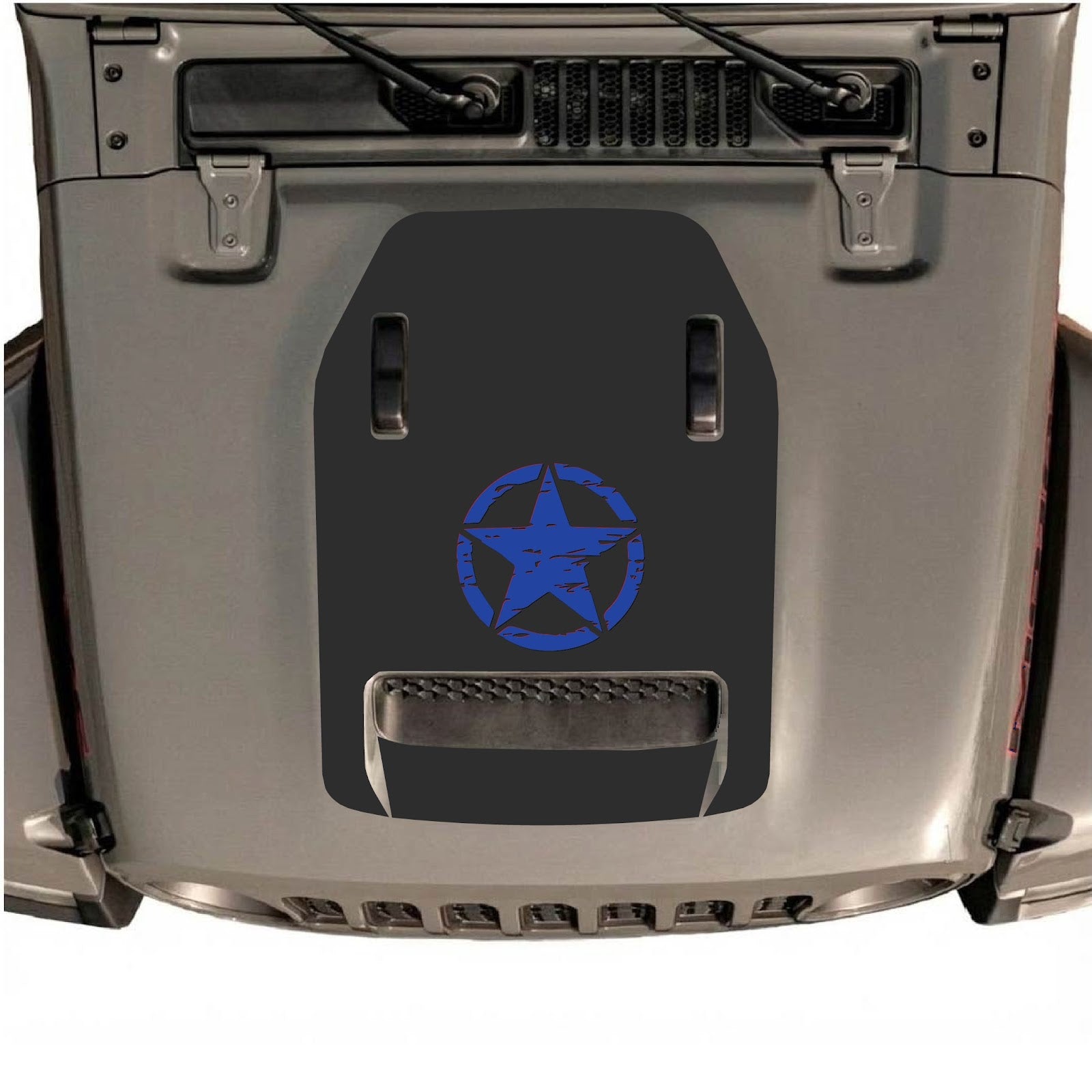 CarCode Jeep Wrangler JL/JLU Rubicon 392 and Gladiator Mojave hood decal, style #46, featuring bold black graphic design.