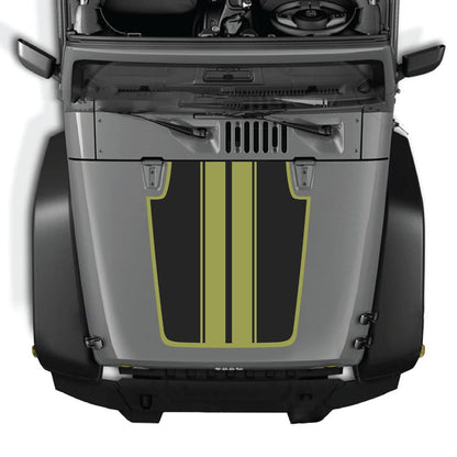 CarCode Jeep Wrangler JK/JKU hood decal style #44, black graphic sticker for 2007-2018 Jeep Wrangler exterior.