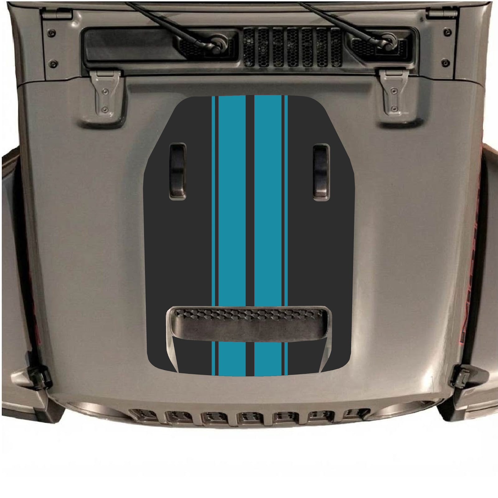 CarCode hood decal for Jeep Wrangler JL/JLU Rubicon 392 and Gladiator Mojave 2020-2026, style #12, shown on vehicle hood.