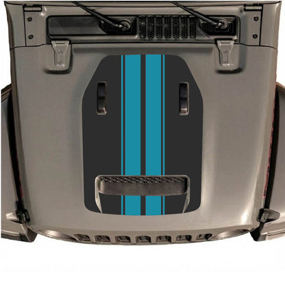 CarCode hood decal for Jeep Wrangler JL/JLU Rubicon 392 and Gladiator Mojave 2020-2026, style #12, shown on vehicle hood.