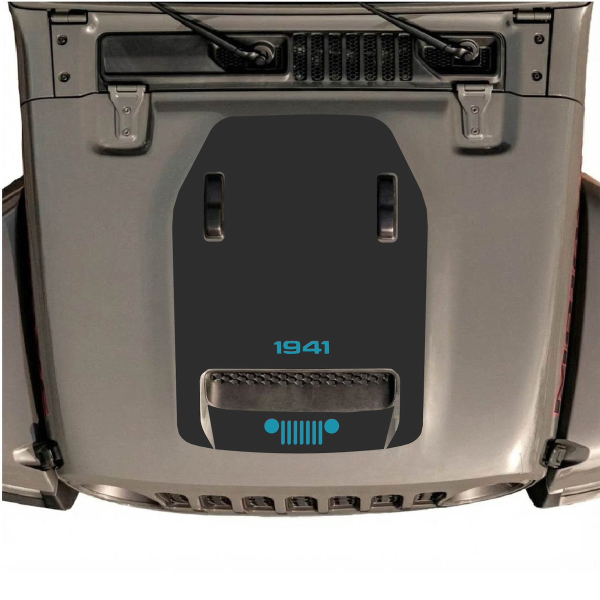 CarCode hood decal for Jeep Wrangler JL/JLU Rubicon 392 and JT Gladiator Mojave 2020-2026, style #60, shown on vehicle hood.