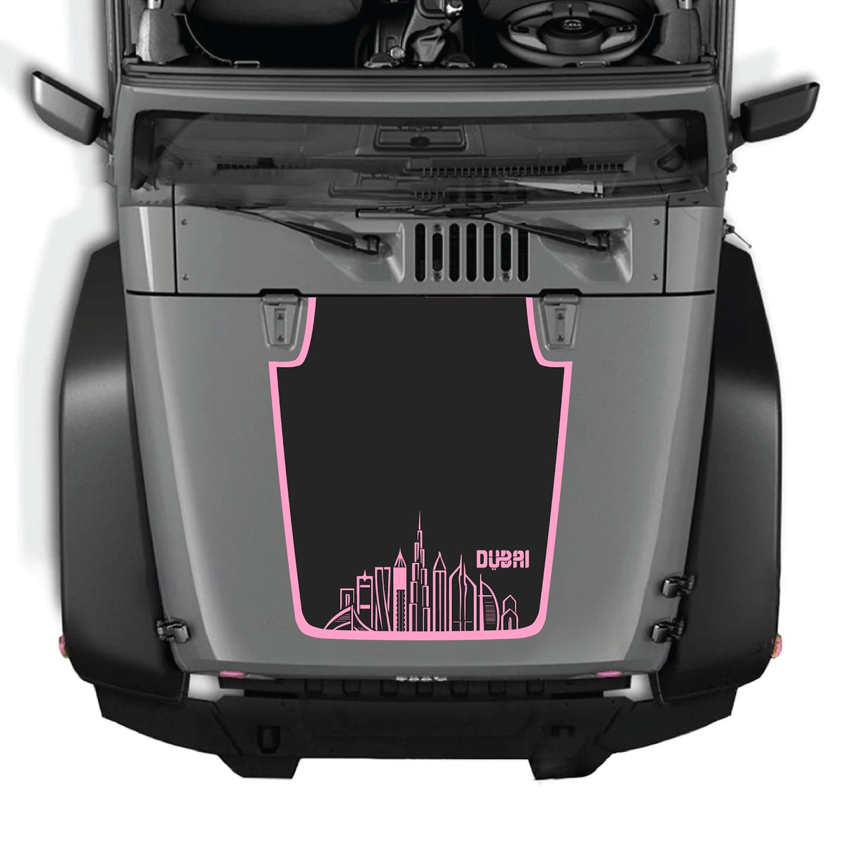 CarCode Hood Decal for Jeep Wrangler JK/JKU 2007-2018, style #24, black vinyl graphic on vehicle hood, stylish and durable.