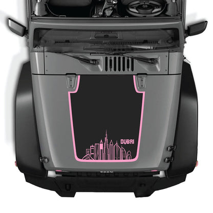 CarCode Hood Decal for Jeep Wrangler JK/JKU 2007-2018, style #24, black vinyl graphic on vehicle hood, stylish and durable.