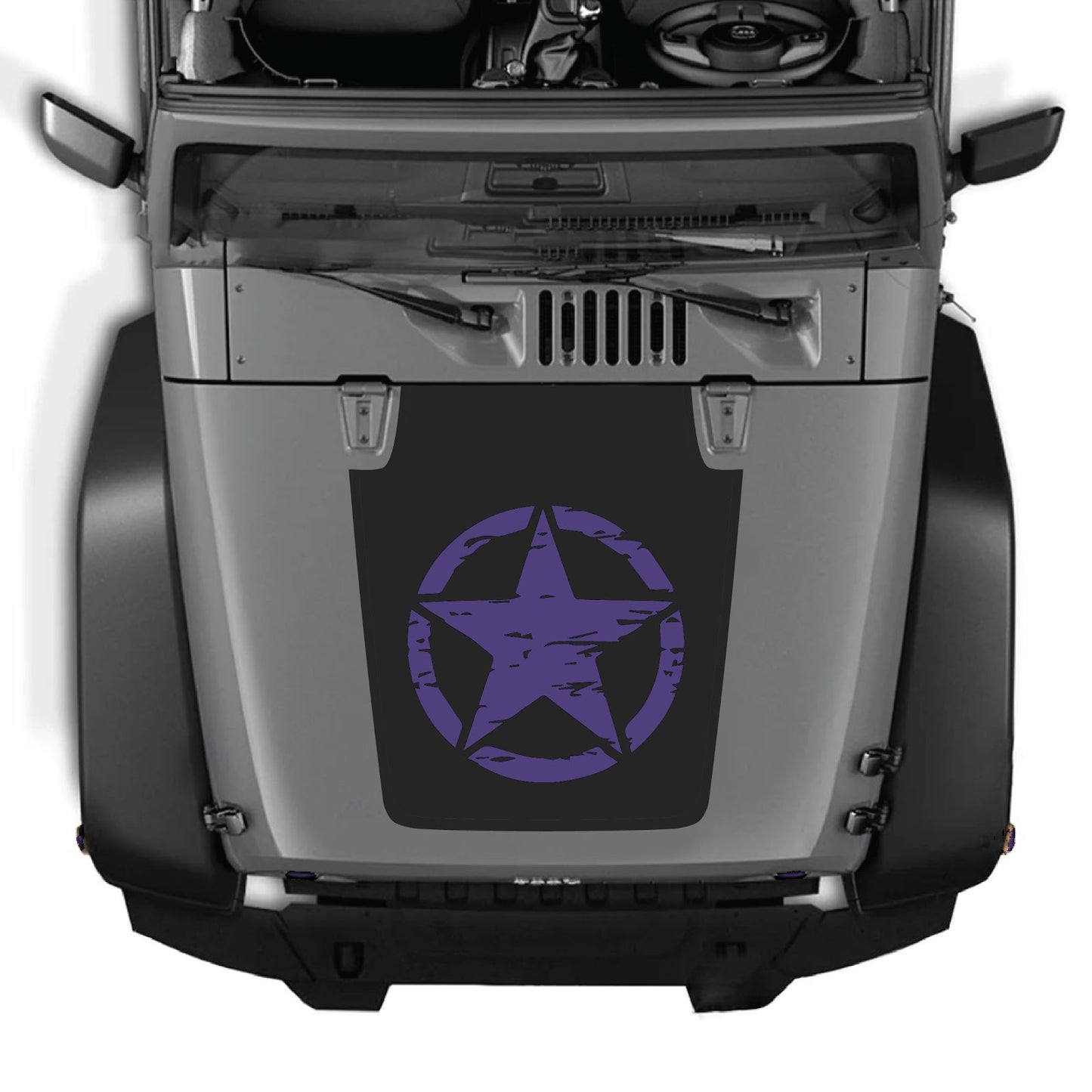 CarCode Jeep Wrangler JK/JKU hood decal style #25, black graphic design on the vehicle's hood for a custom look.