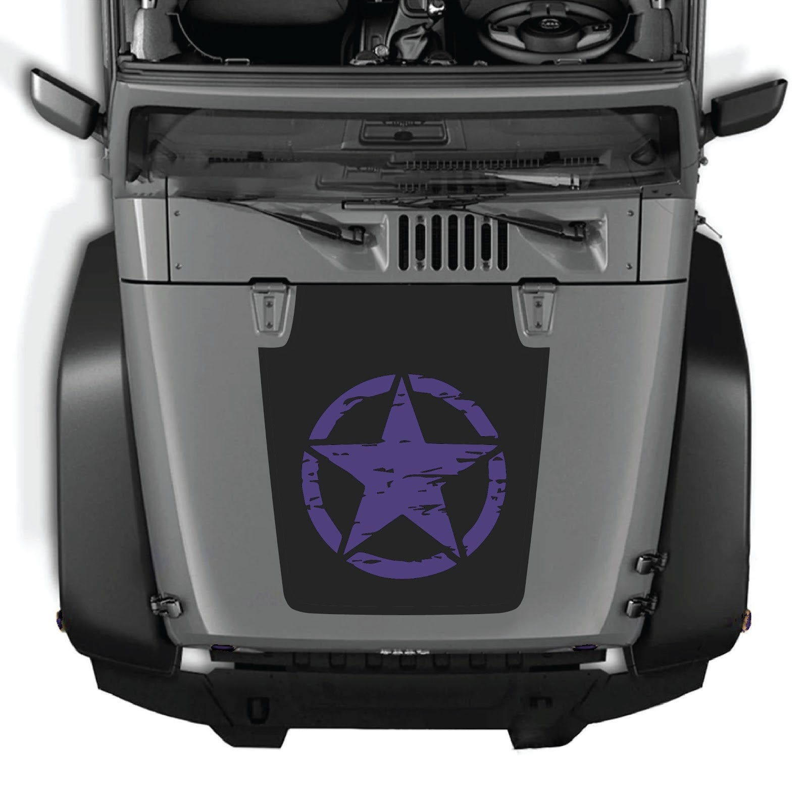 CarCode Jeep Wrangler JK/JKU hood decal style #25, black graphic design on the vehicle's hood for a custom look.
