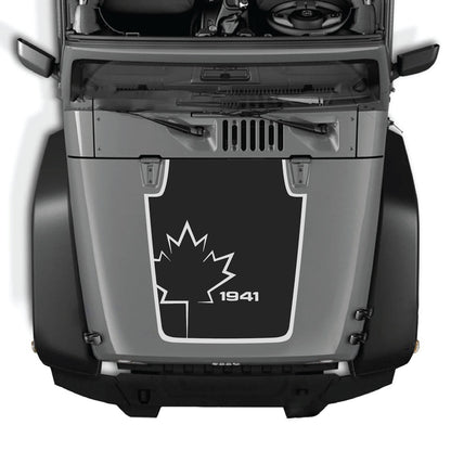CarCode hood decal for Jeep Wrangler JK/JKU 2007-2018, style #18, featuring bold graphic design on the vehicle's hood.