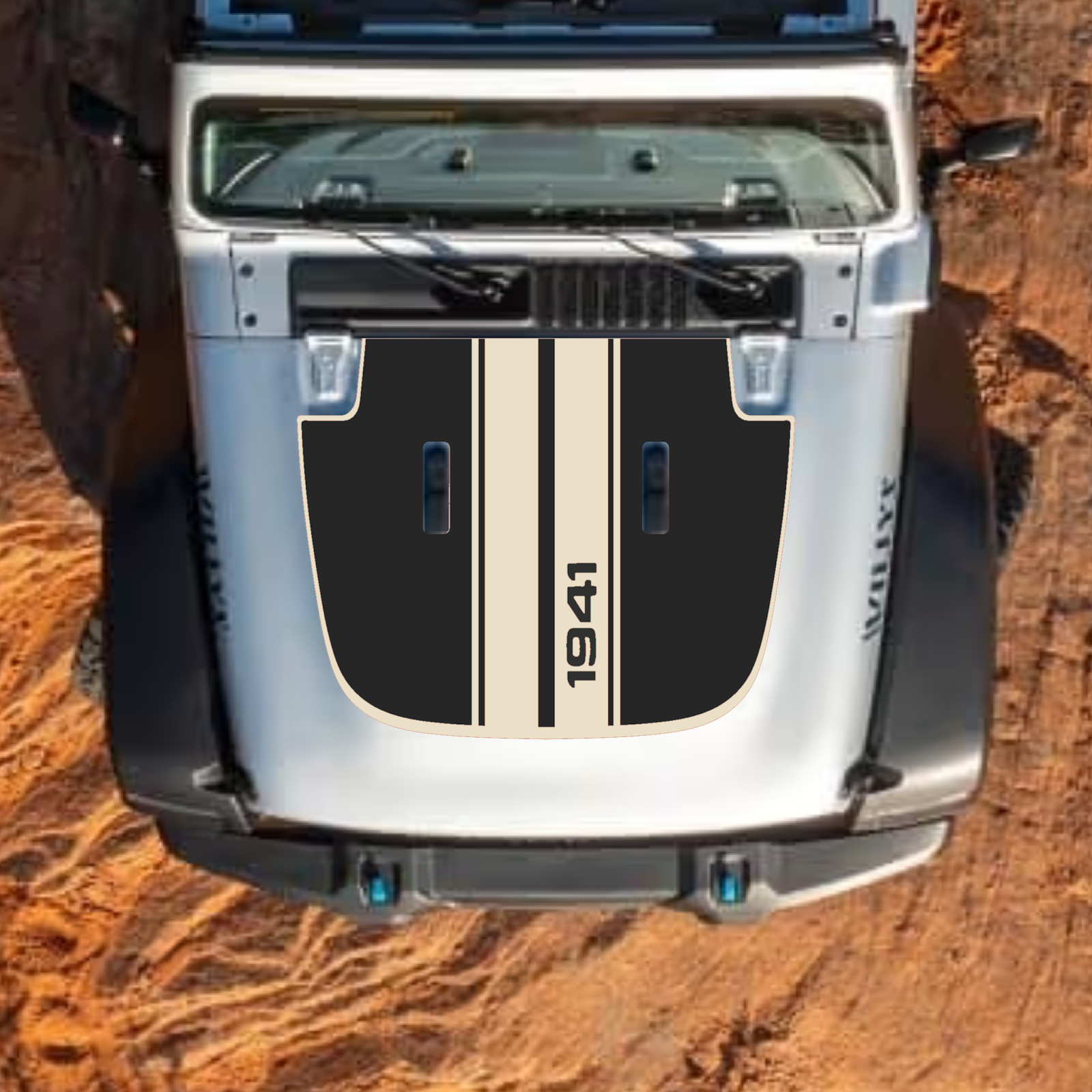 CarCode hood decal for Jeep Wrangler JL and Gladiator JT, stylish design for standard hood, 2018+ model accessories.