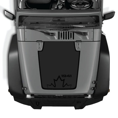 Jeep Wrangler JK/JKU hood decal by CarCode, Style #20, black and white graphic design on vehicle hood, 2007-2018 model.