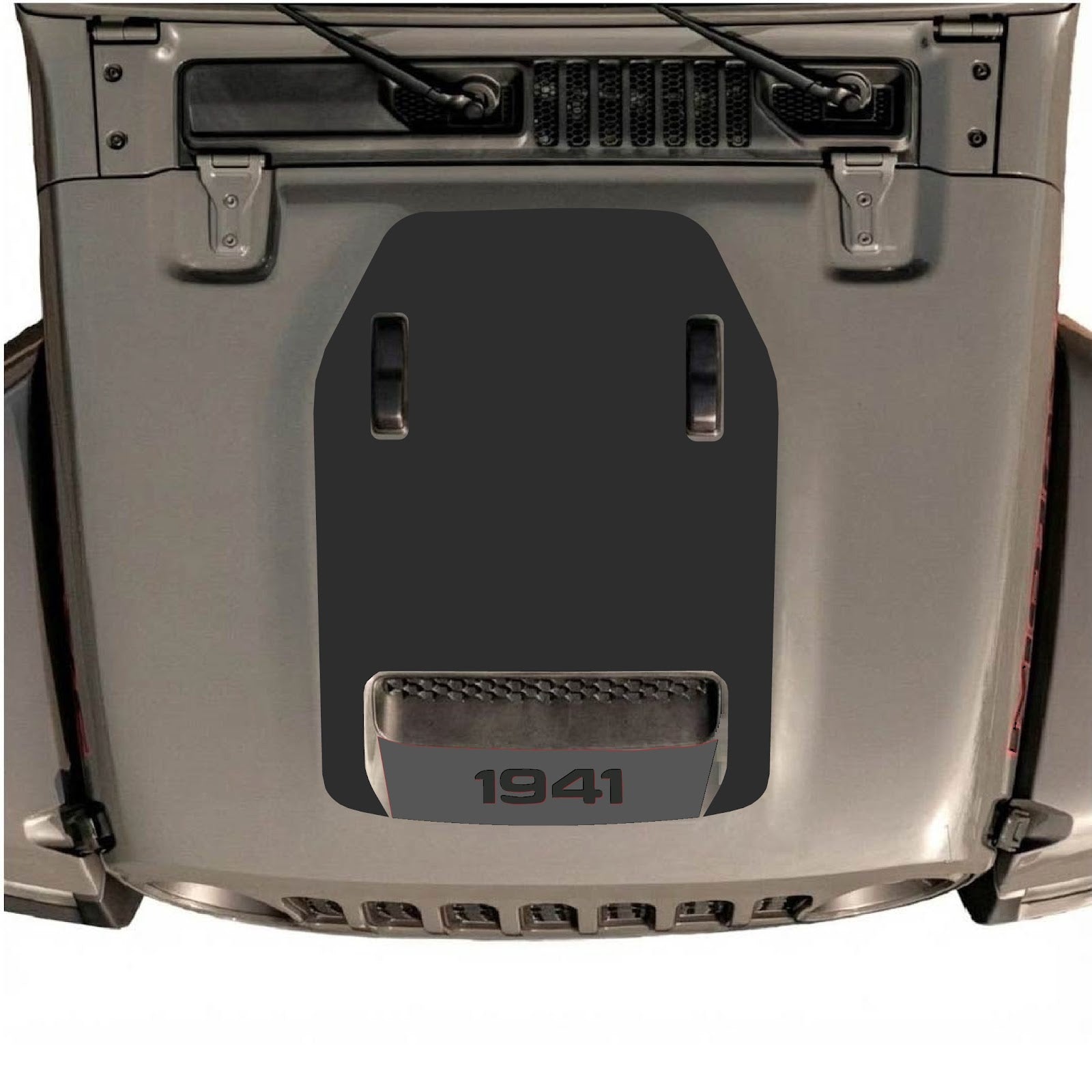 CarCode hood decal for Jeep Wrangler JL/JLU Rubicon 392 and JT Gladiator Mojave, style #64, shown on vehicle hood.
