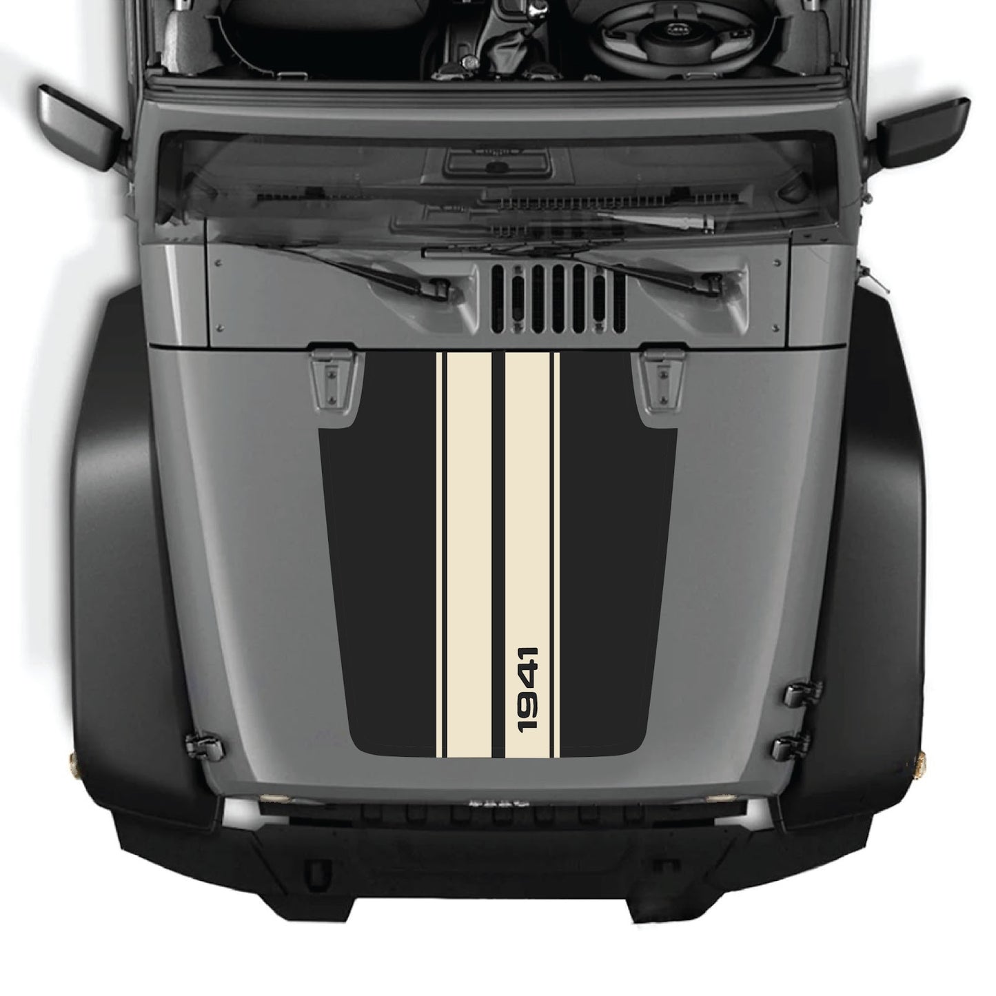 CarCode hood decal for Jeep Wrangler JK/JKU 2007-2018, Style #01, featuring a sleek graphic design on the vehicle's hood.