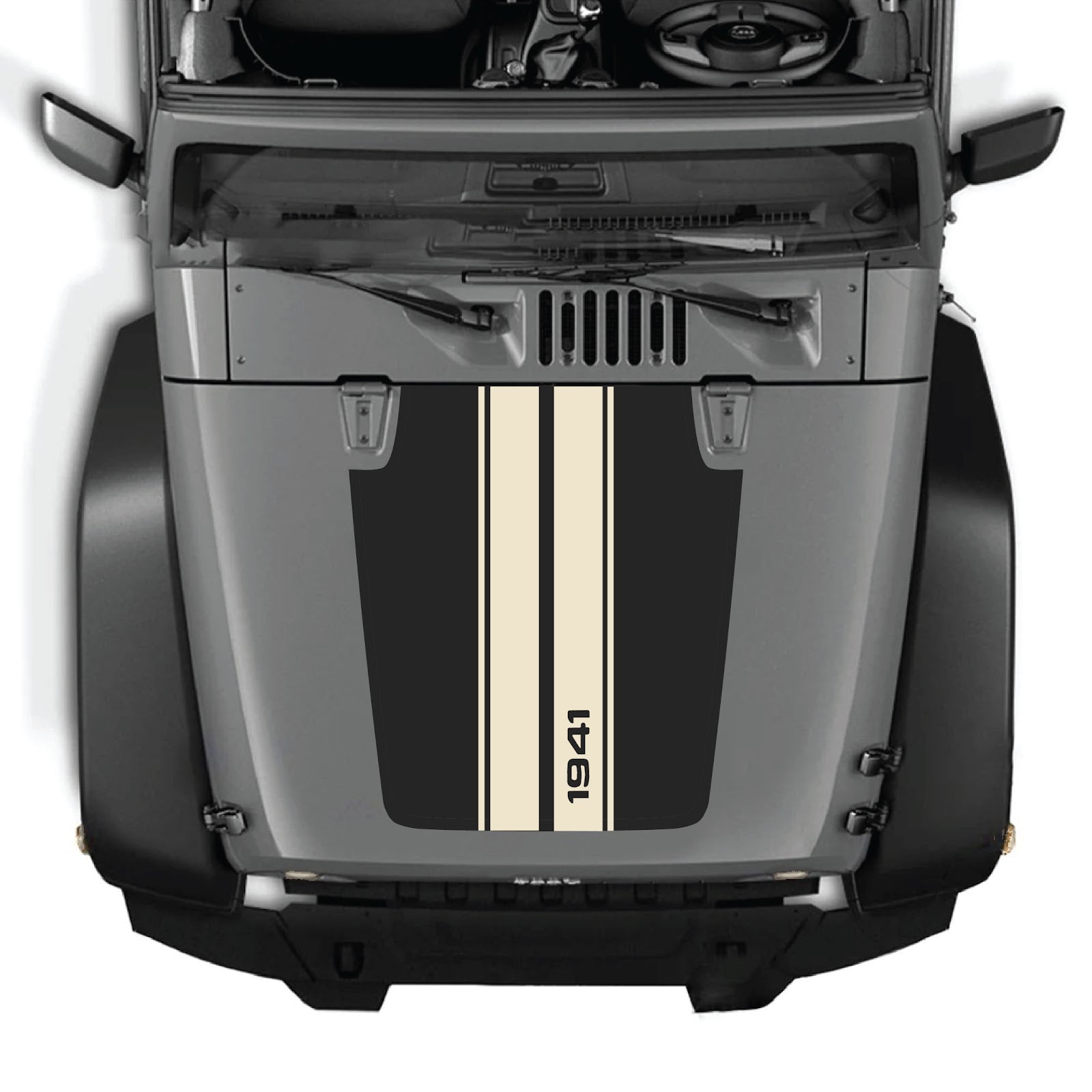 CarCode hood decal for Jeep Wrangler JK/JKU 2007-2018, Style #01, featuring a sleek graphic design on the vehicle's hood.