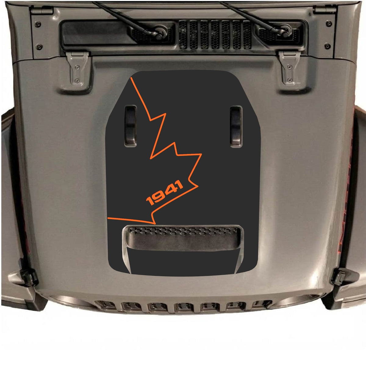 CarCode hood decal for Jeep Wrangler JL/JLU Rubicon 392 and Gladiator Mojave, stylish design applied to vehicle hood.