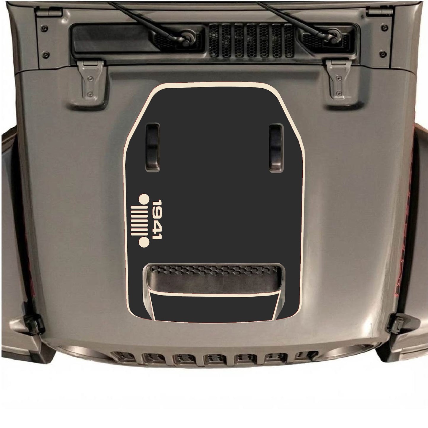 CarCode hood decal for Jeep Wrangler JL/JLU Rubicon 392 and JT Gladiator Mojave, style #51, shown on vehicle hood.