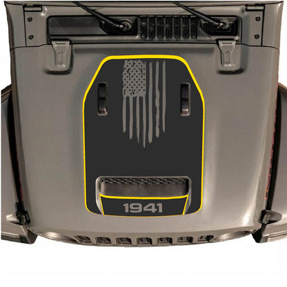 CarCode Jeep Wrangler JL/JLU Rubicon 392 and Gladiator Mojave hood decal, style #83, black graphic design on vehicle hood
