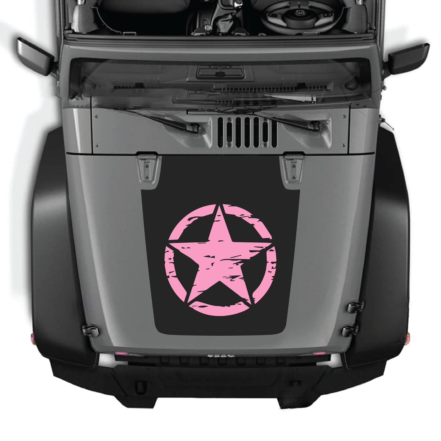 Jeep Wrangler JK/JKU hood decal in style #25 by CarCode, black and white graphic design on vehicle hood.